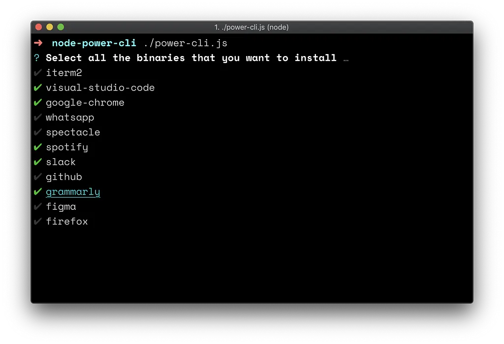 To execute your NodeJS script, you can use the following command $ ./power-cli.js