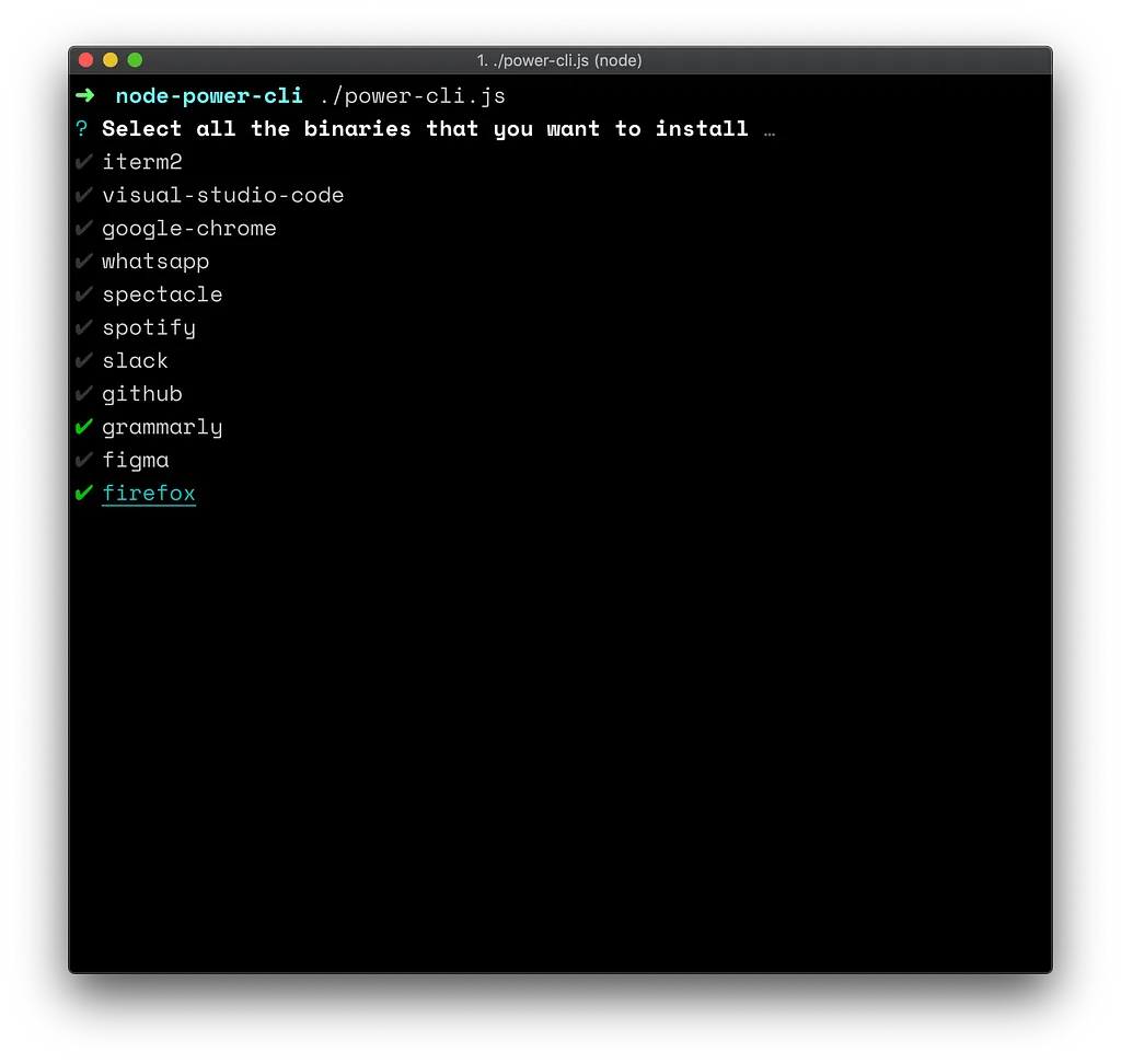 Select the binaries that you want and hit ENTER