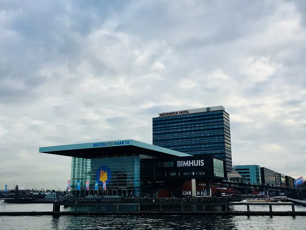 The Muziekgebouw aan 't IJ and Bimhuis venue on the Amsterdam waterfront