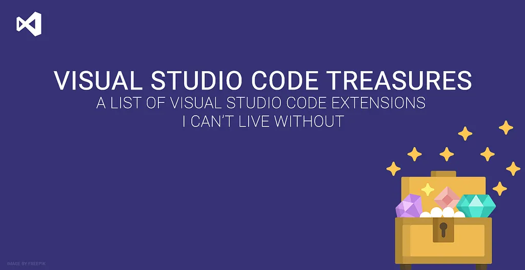 Visual Studio Code Treasures title card with a treasure chest full of gems