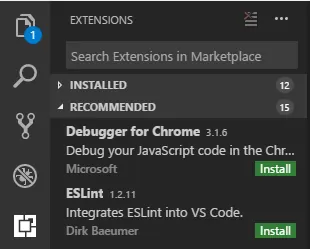 Another thing you can do is open the extensions marketplace by clicking on the extension icon in Visual Studio Code