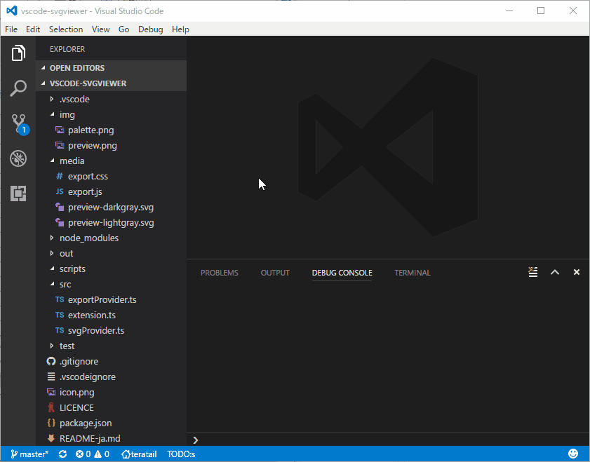 SVG Viewer previewing an SVG file opened from the VS Code explorer