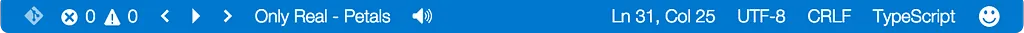 VS Code status bar with vscode-spotify playback controls and the current track